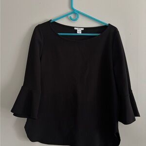 Time and Tru Black Bell Sleeve Blouse